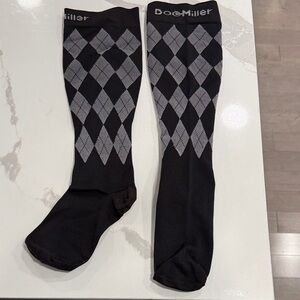Doc Miller Black Argyle Compression Socks - Medium - 20-30mmHg